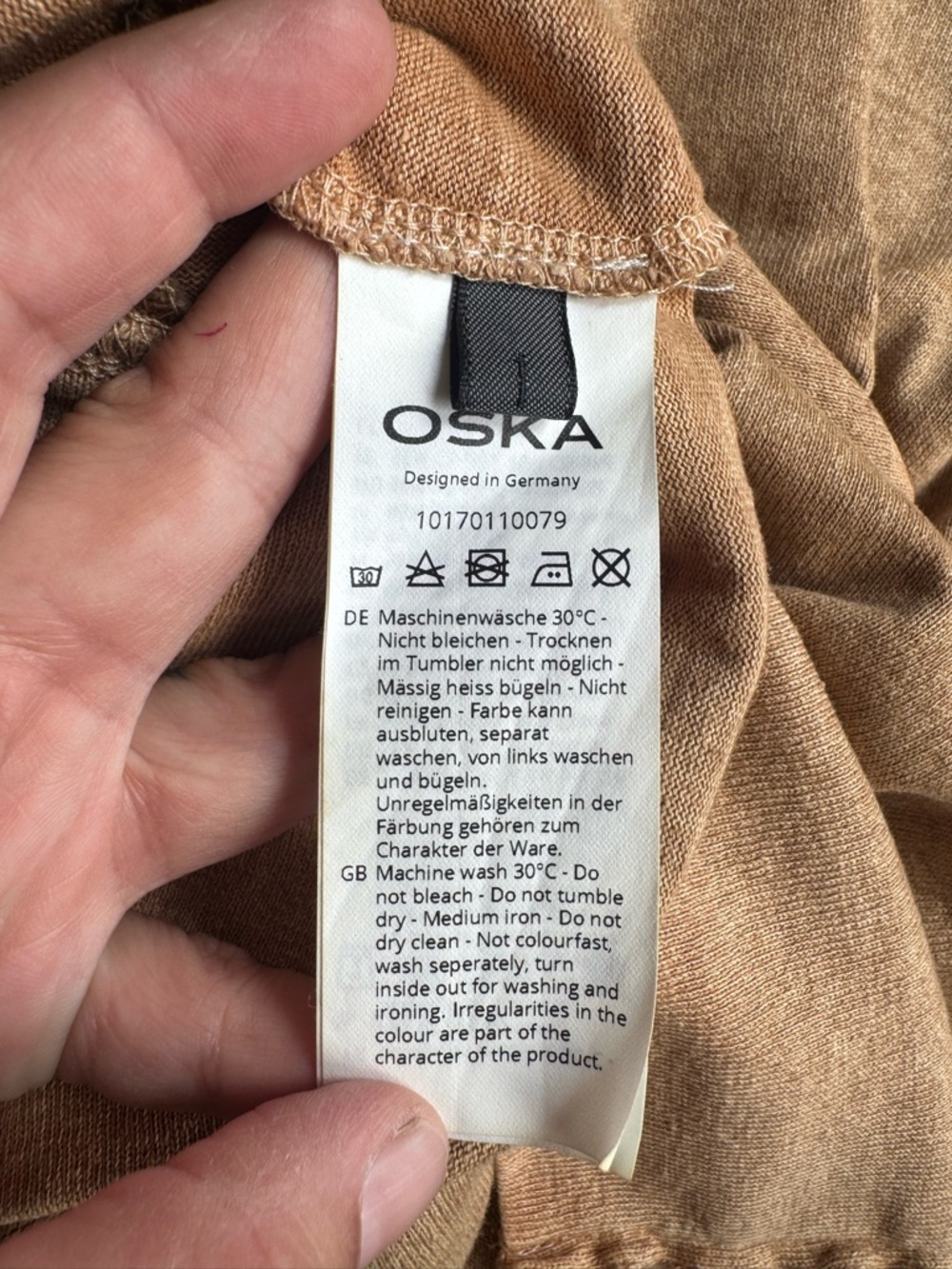 Oska Casual Striped Asymmetrical Taupe Hemp Fiber Swing Dress - Picture 8 of 9